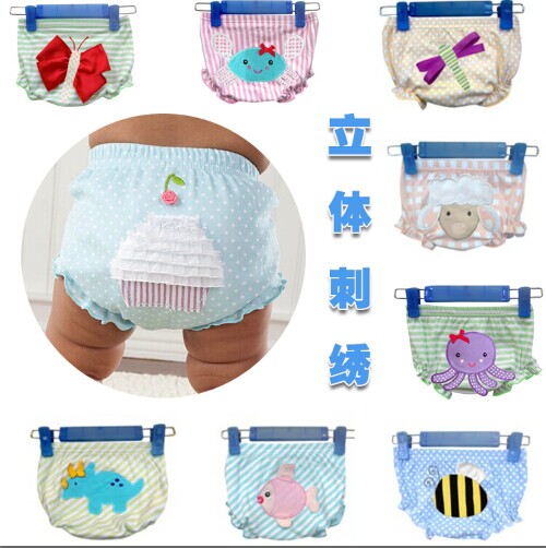 100% Cotton 3D Embroidery Patterns Potty Training Pants Baby Trainer